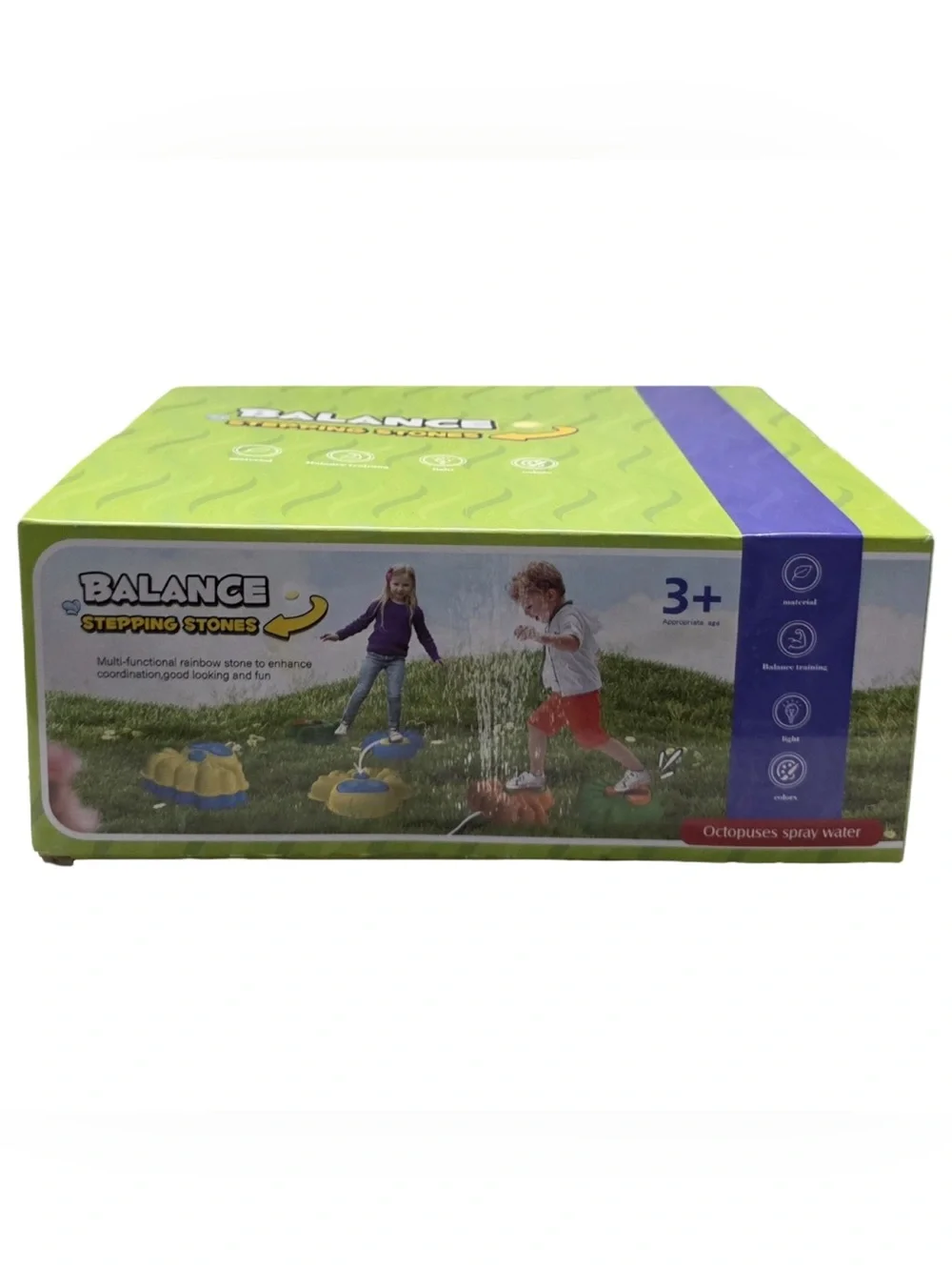 2-in-1 Kids Water Sprinkler & Balance Stepping Stone 2 Octopus w/ LED Lights NIB